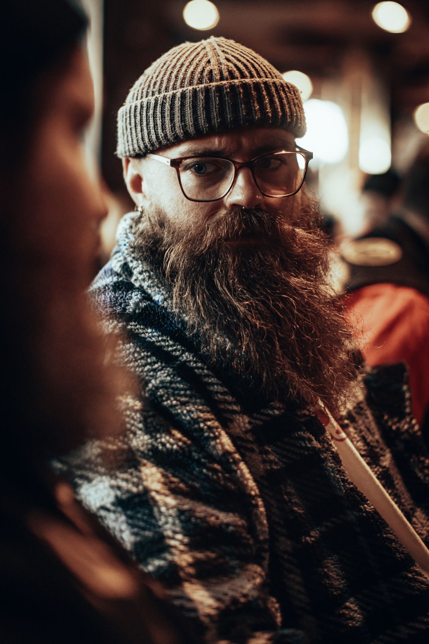 Wool, glasses, and a beard to match.
