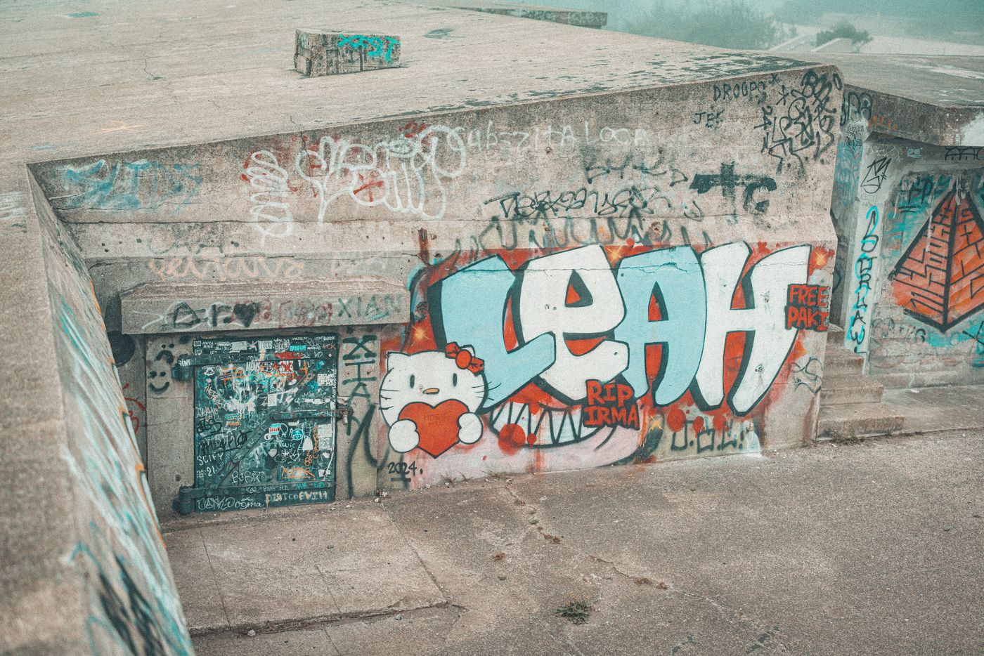 Paint over concrete.