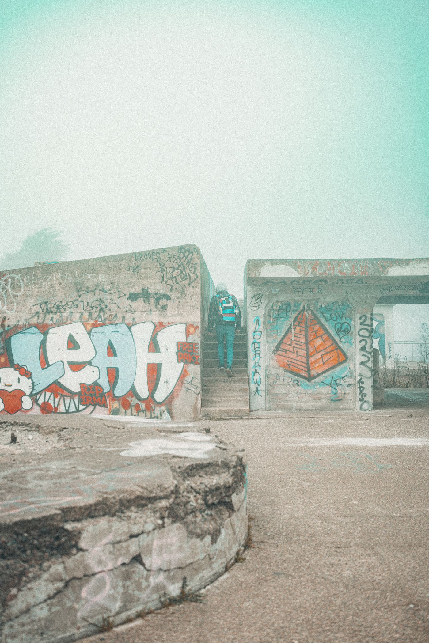 Fog, Concrete and a Red Bridge — photo 18