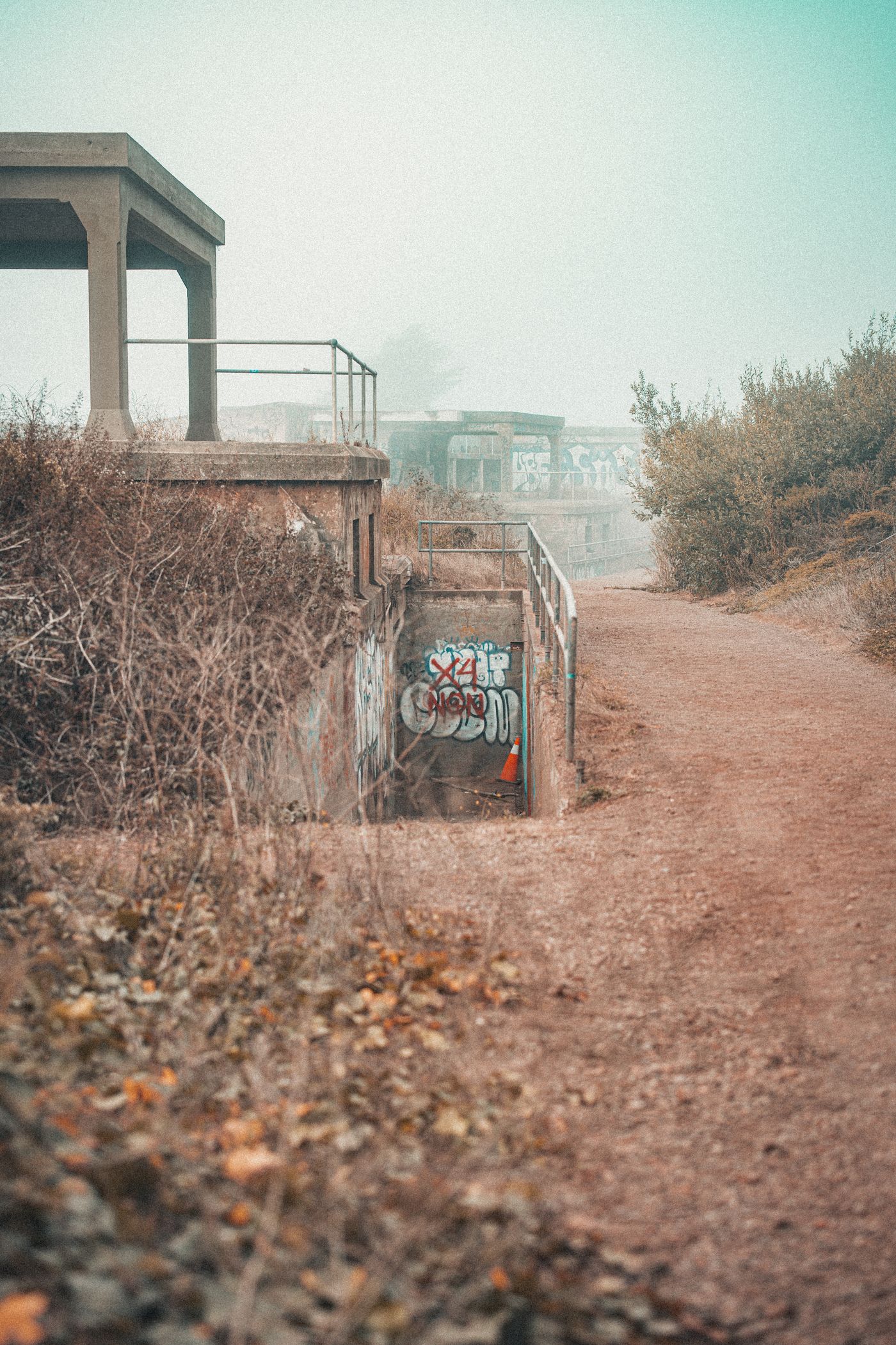 Fog, Concrete and a Red Bridge — photo 26