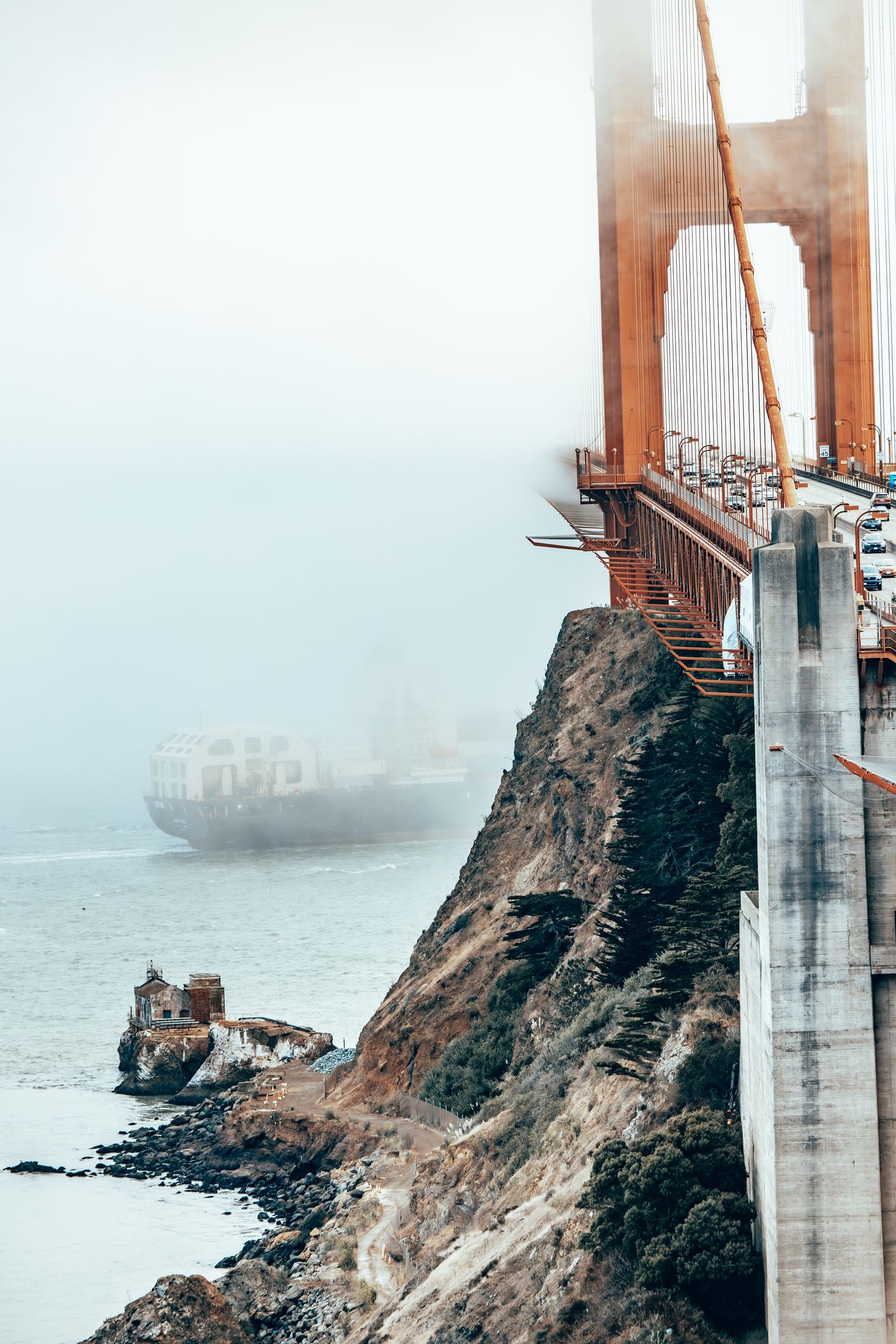 Fog, Concrete and a Red Bridge — photo 39
