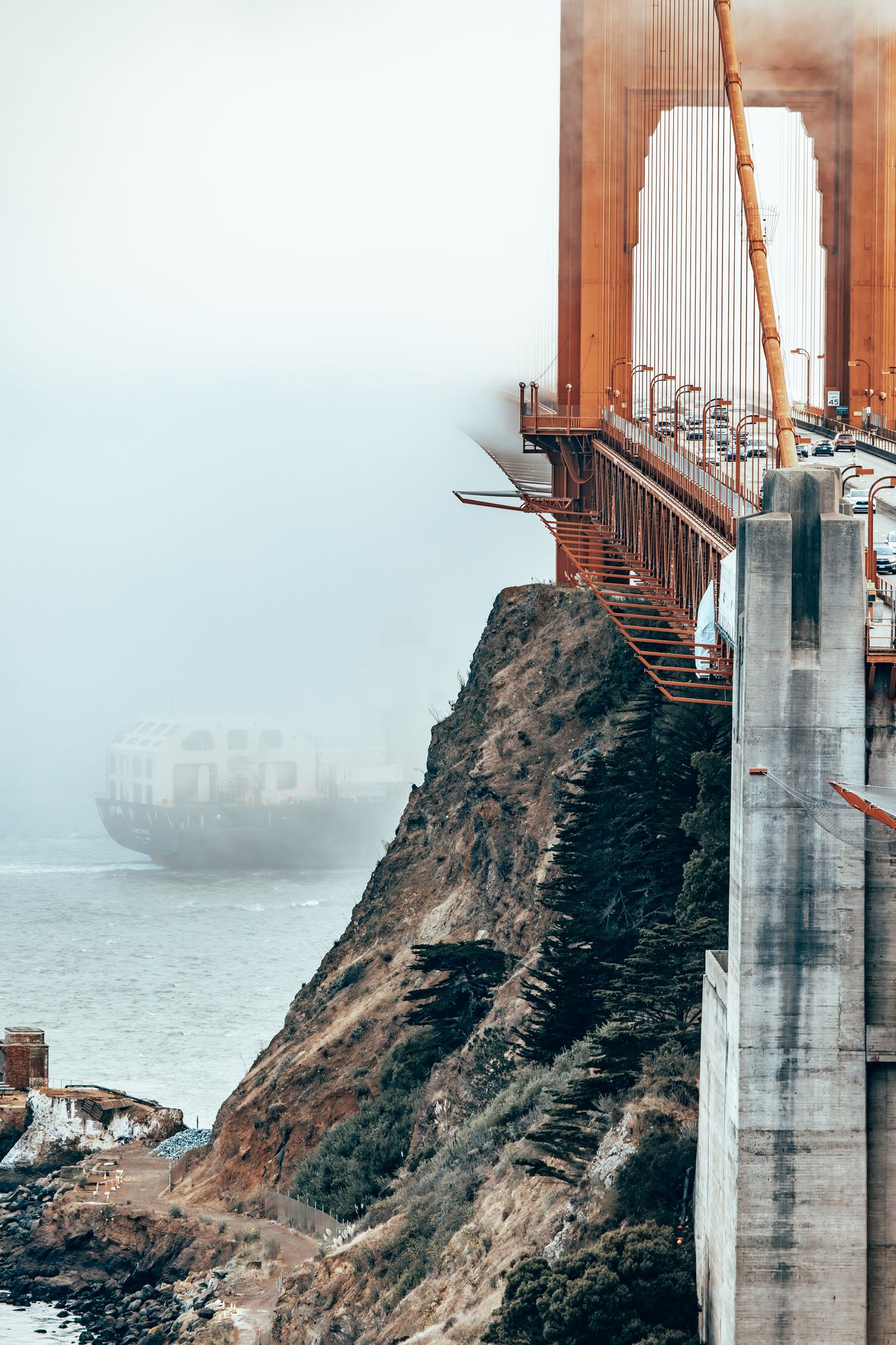 Fog, Concrete and a Red Bridge — photo 40