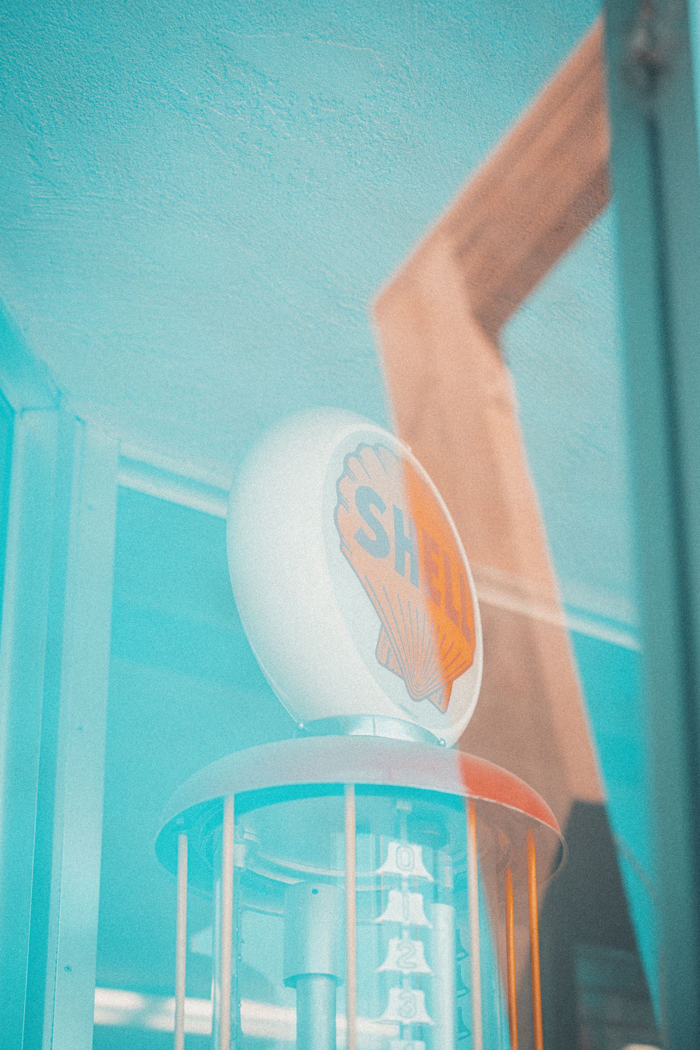 A gas globe behind glass.