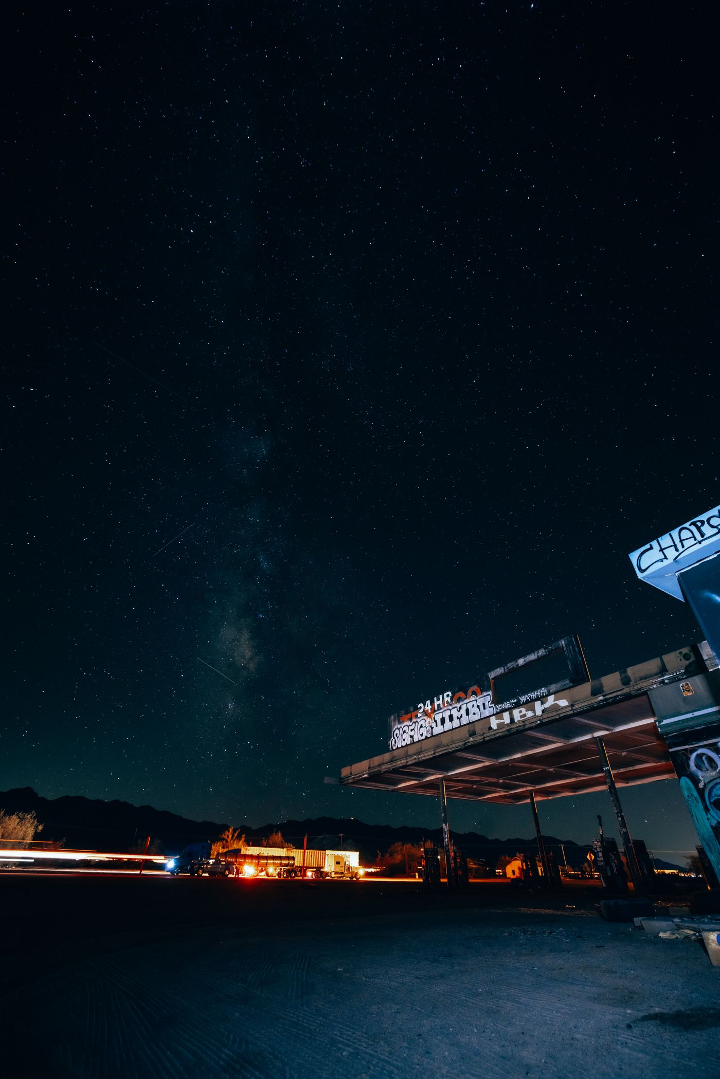 Under the stars.