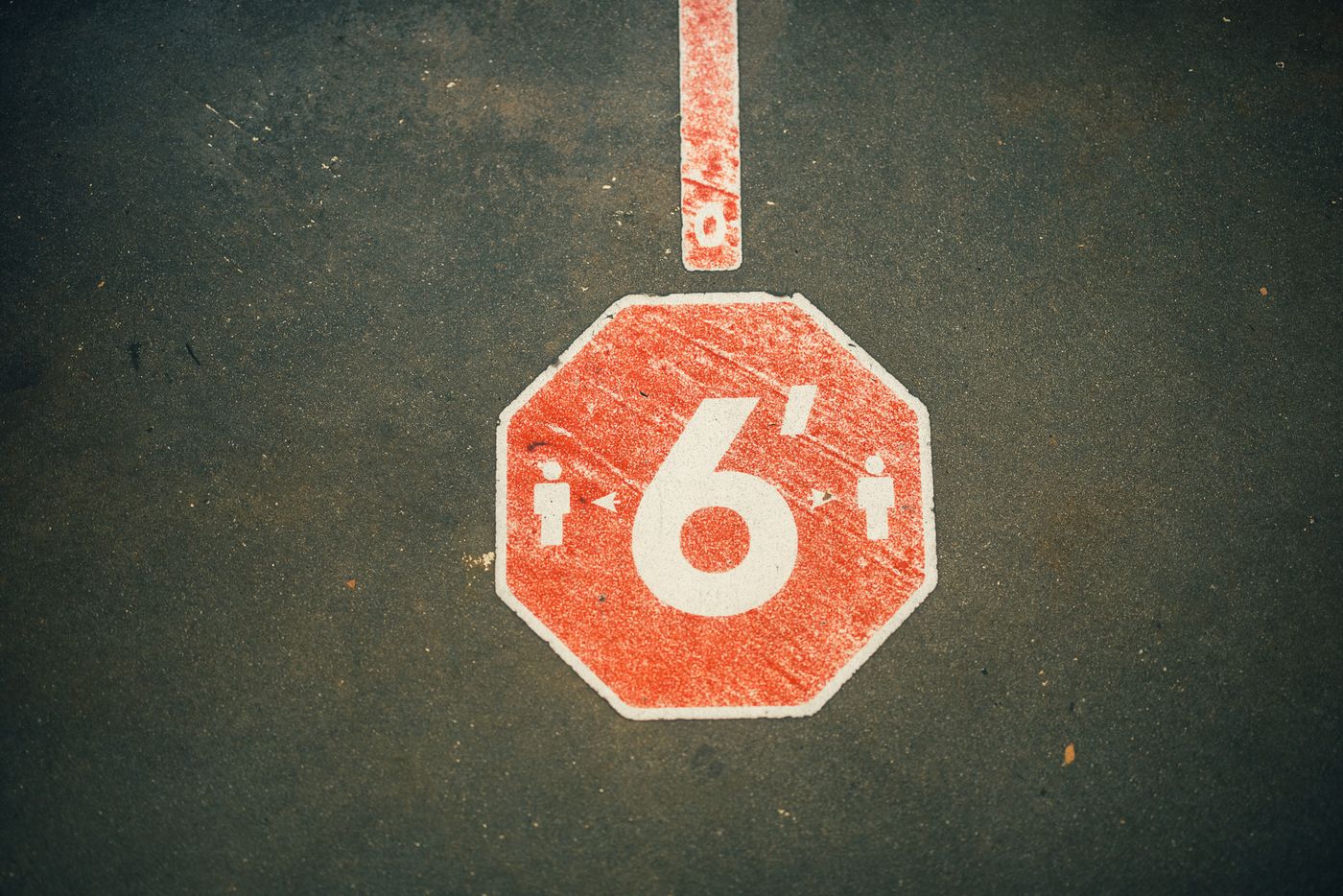 Six feet, still painted on the floor.