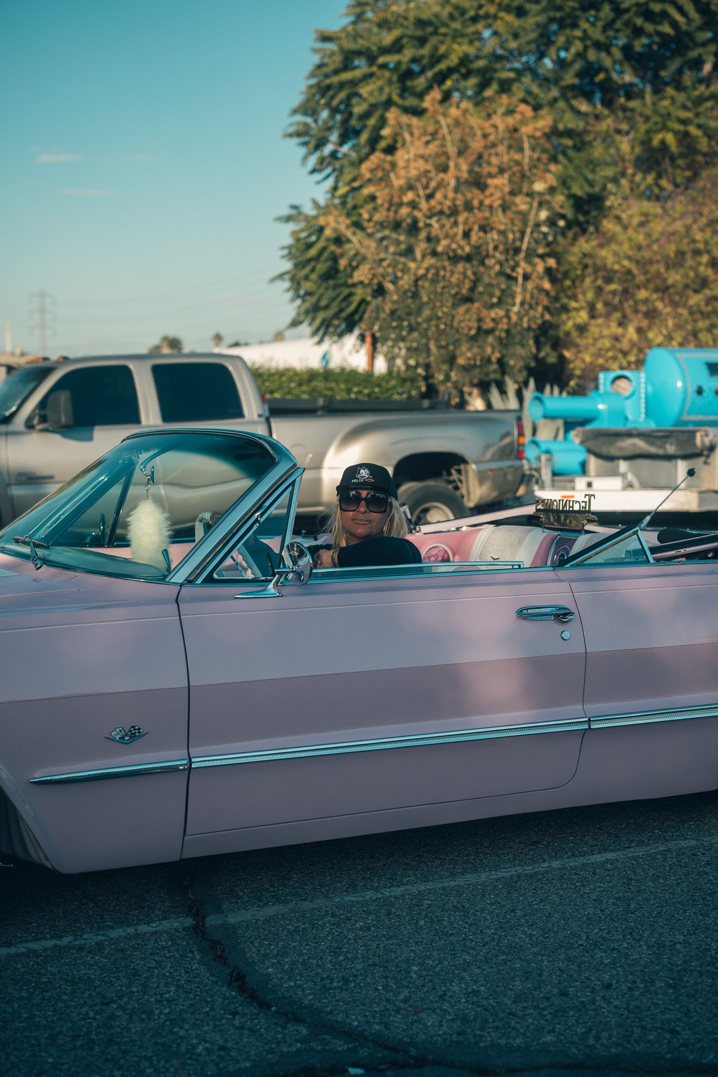 Pink, from the side.