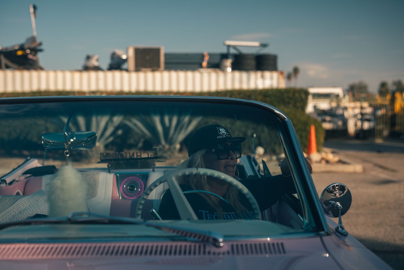 Through the windscreen.