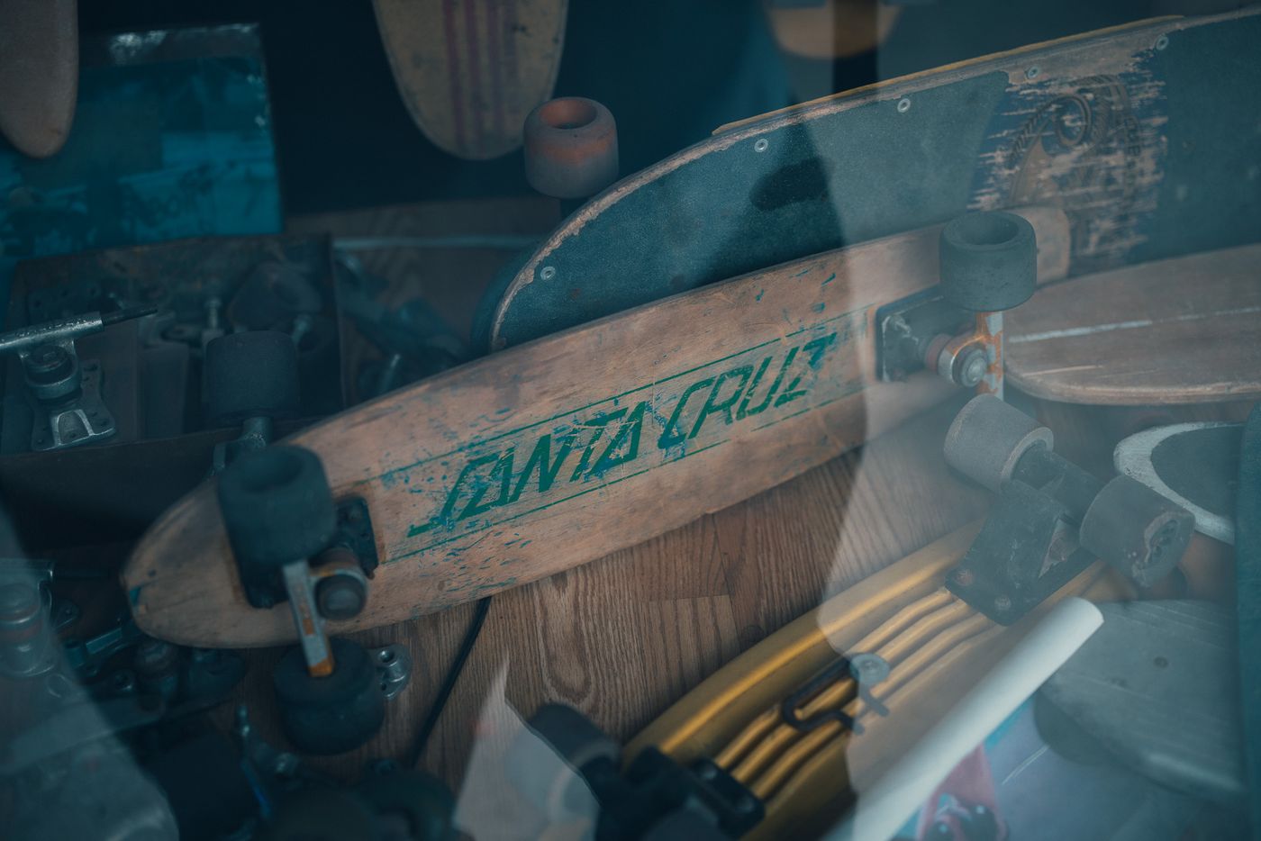 A board in the window.