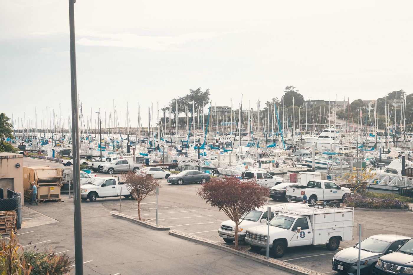 Trucks and masts.