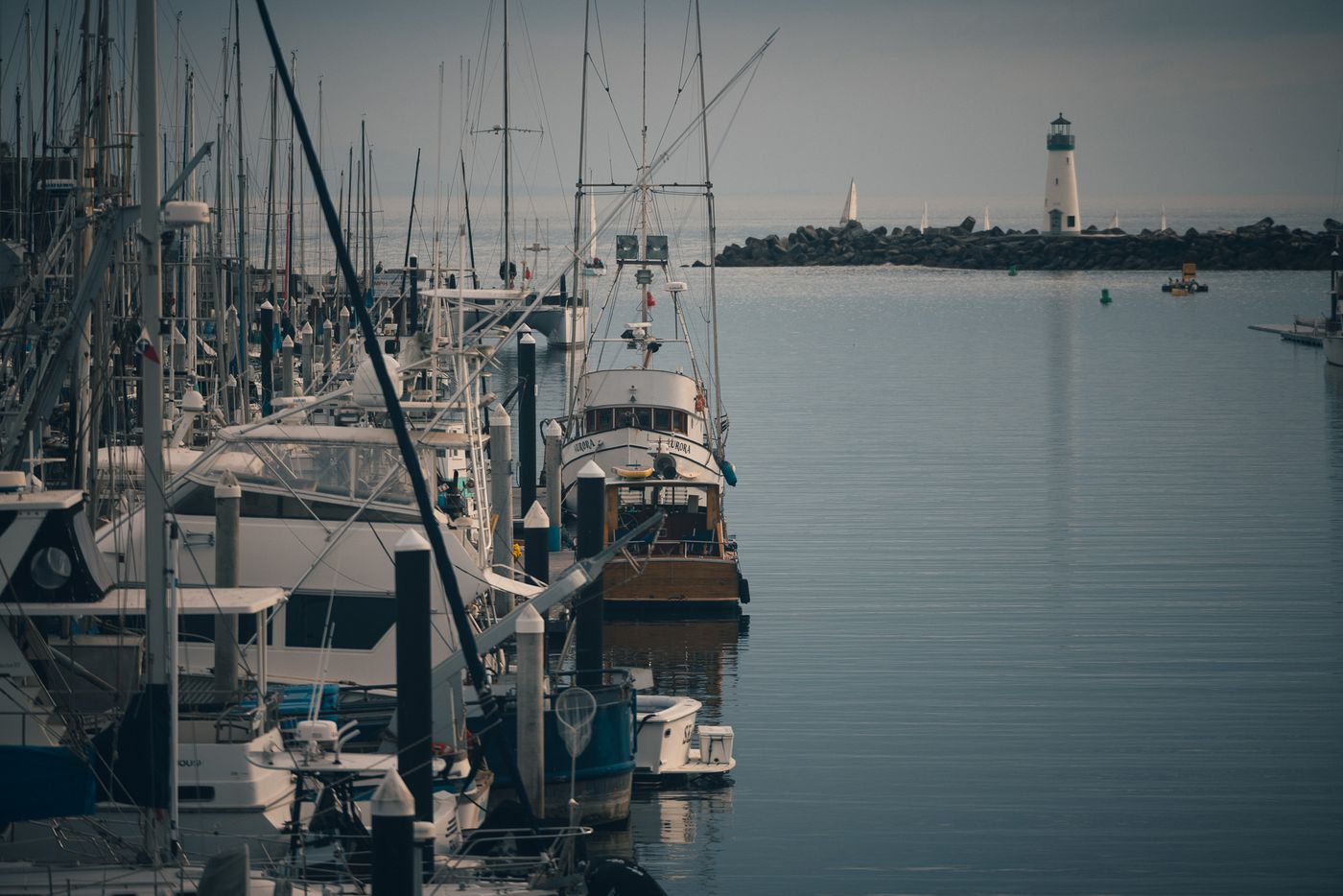 Boats heading home.